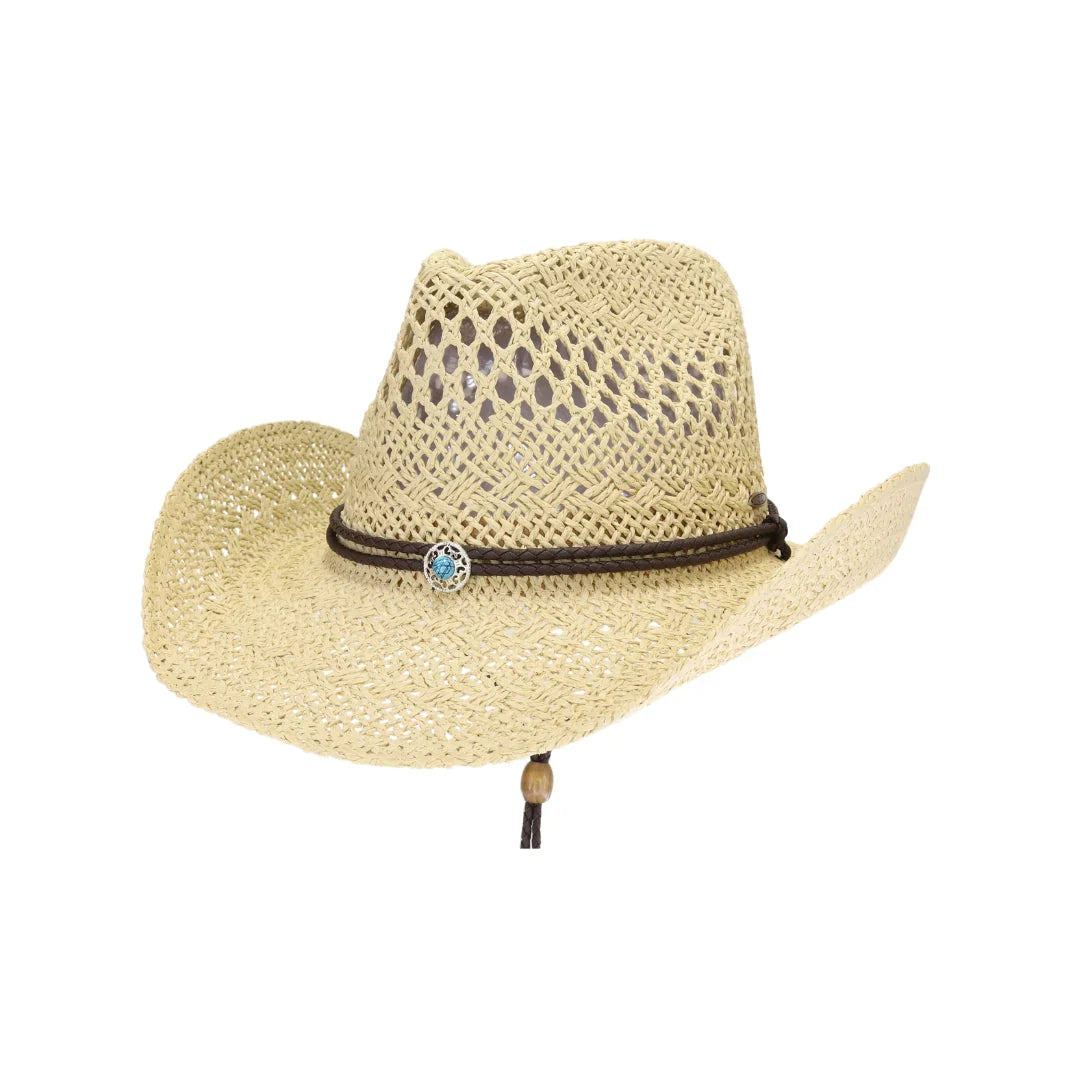 C.C Paper Weave Cowboy Hat with Turquoise Accent