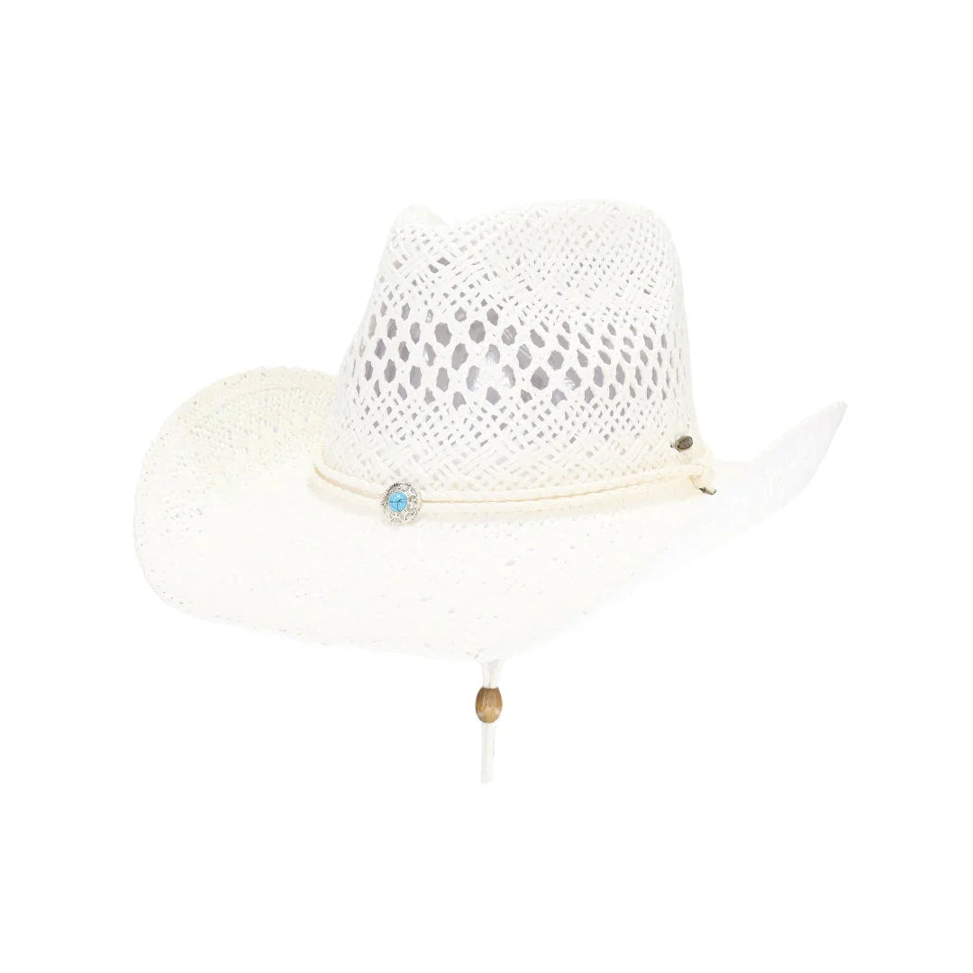C.C Paper Weave Cowboy Hat with Turquoise Accent