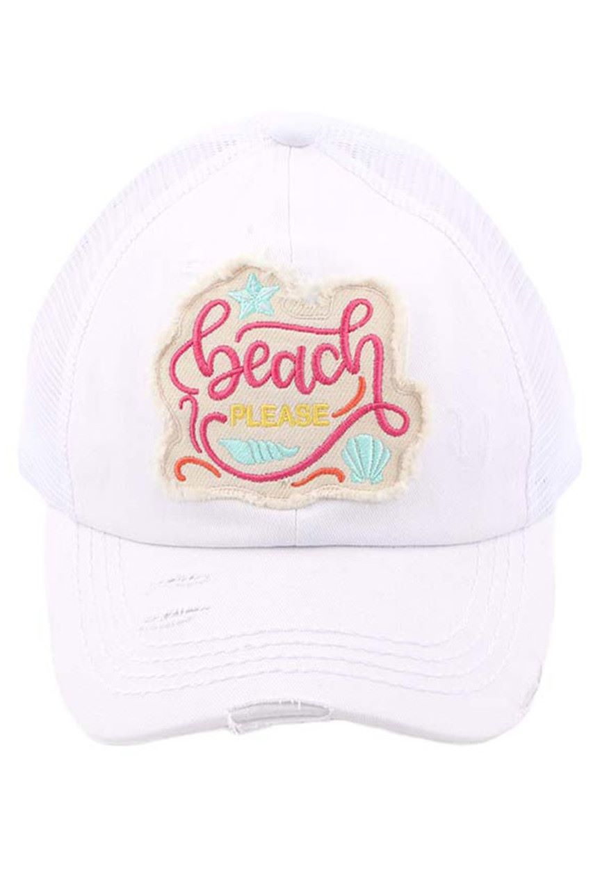 C.C DISTRESSED BEACH PLEASE PATCH PONYCAP