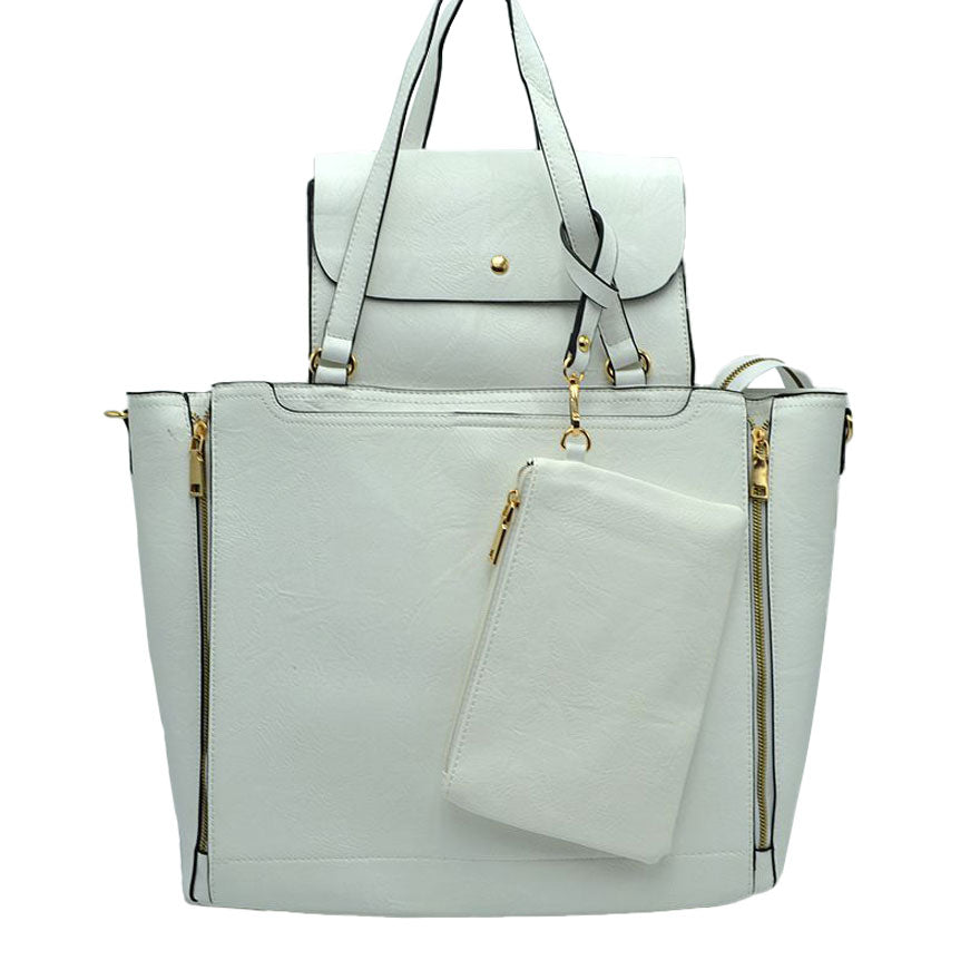3 in 1 Side Zipper Women's Tote Handbag set