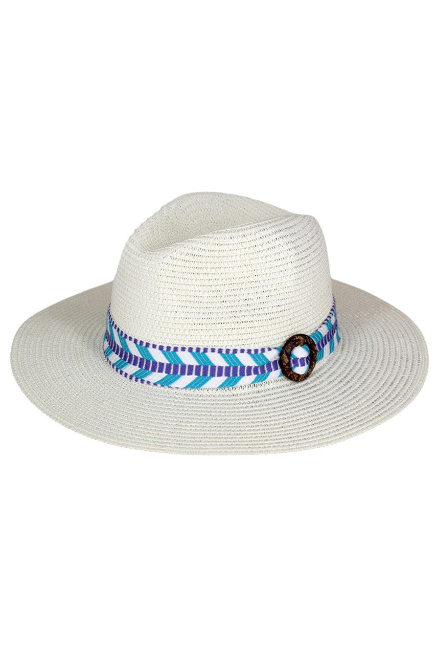Aztec Pattern Band Straw Hat