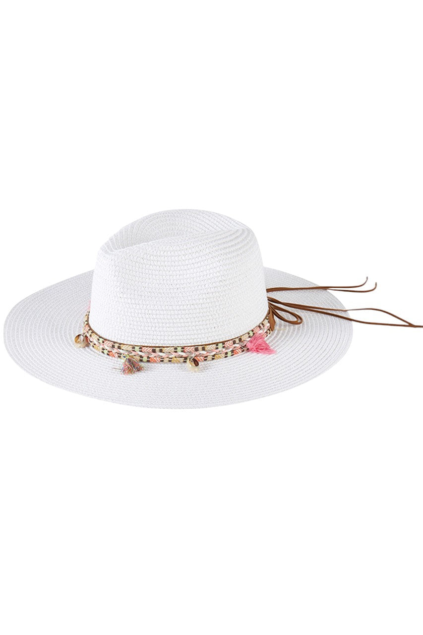 Boho Tassel Multi Color Band Summer Straw Sun Hat
