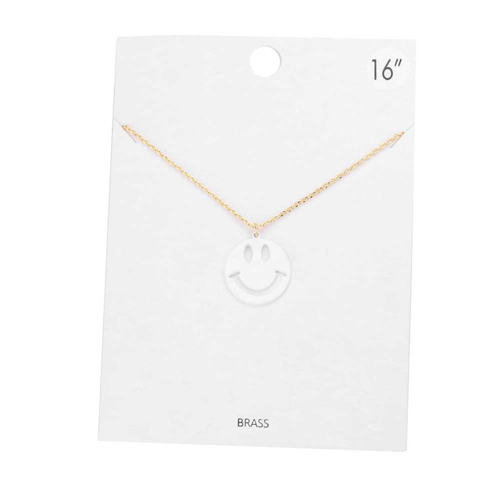 Brass Metal Smile Pendant Necklace