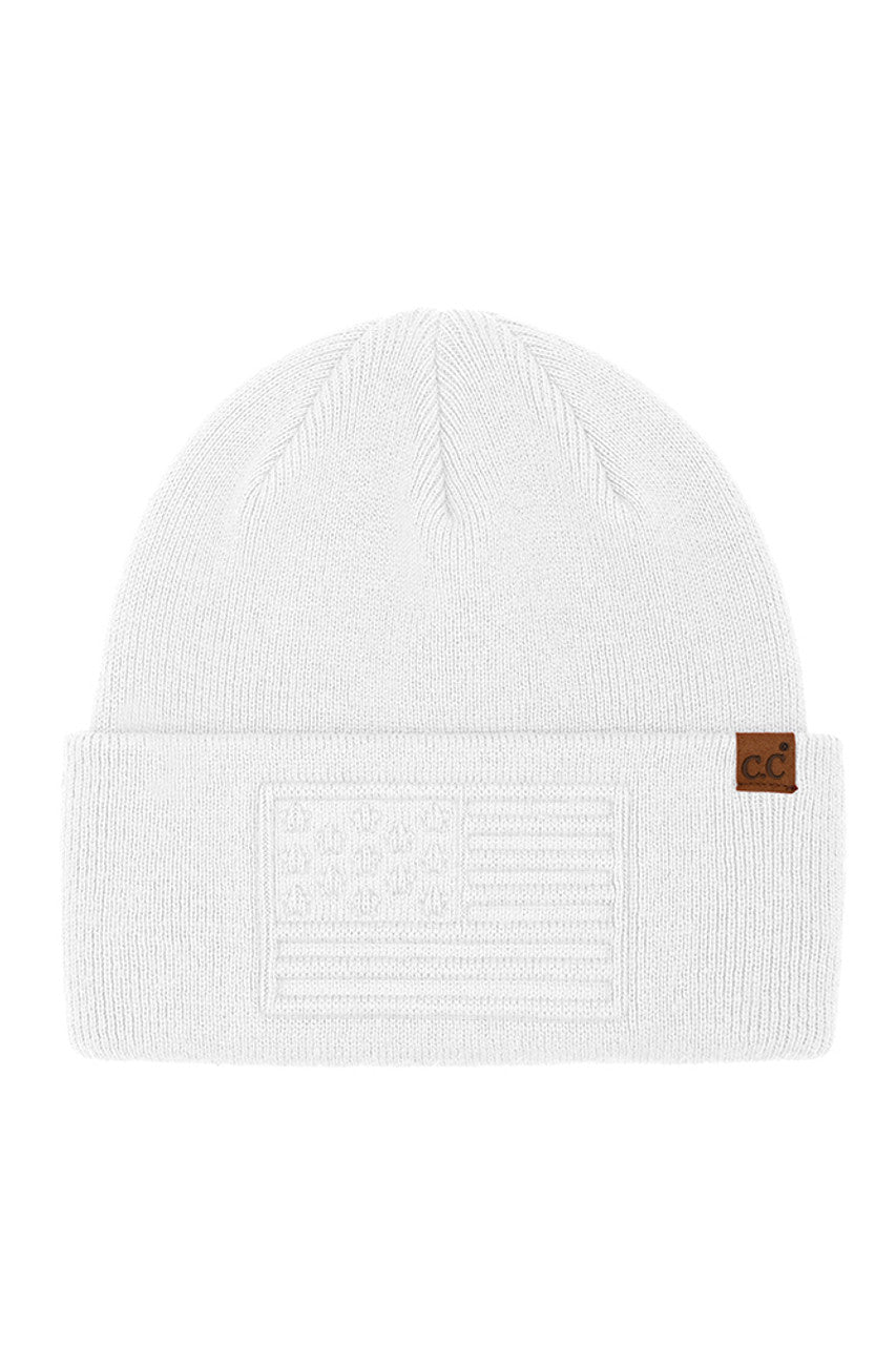 C.C 3D Emboss American Flag Beanie Winter Hat
