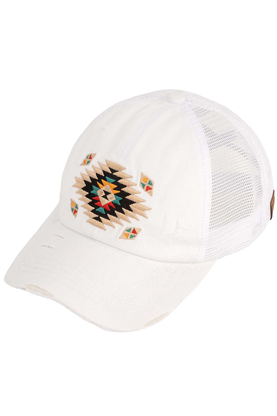 C.C Aztec Patch Distressed Pony Cap