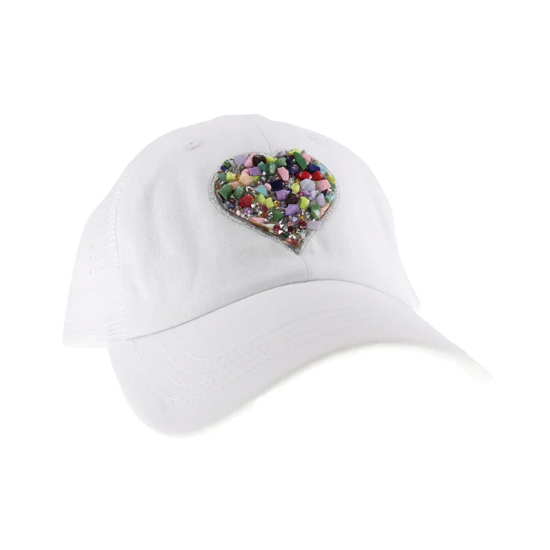 C.C Heart Stone Embellishment Baseball Cap