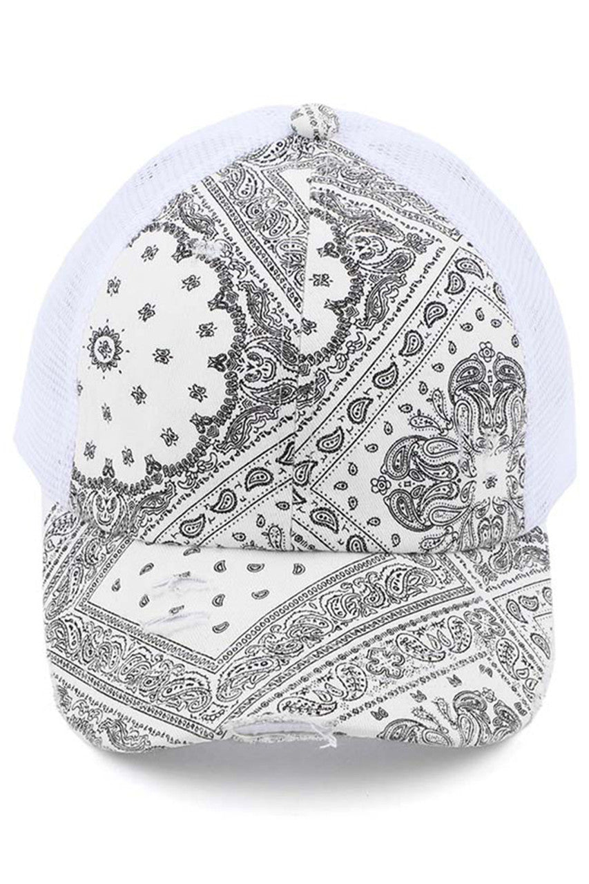 C.C Paisley Bandana Criss cross  Pony Cap