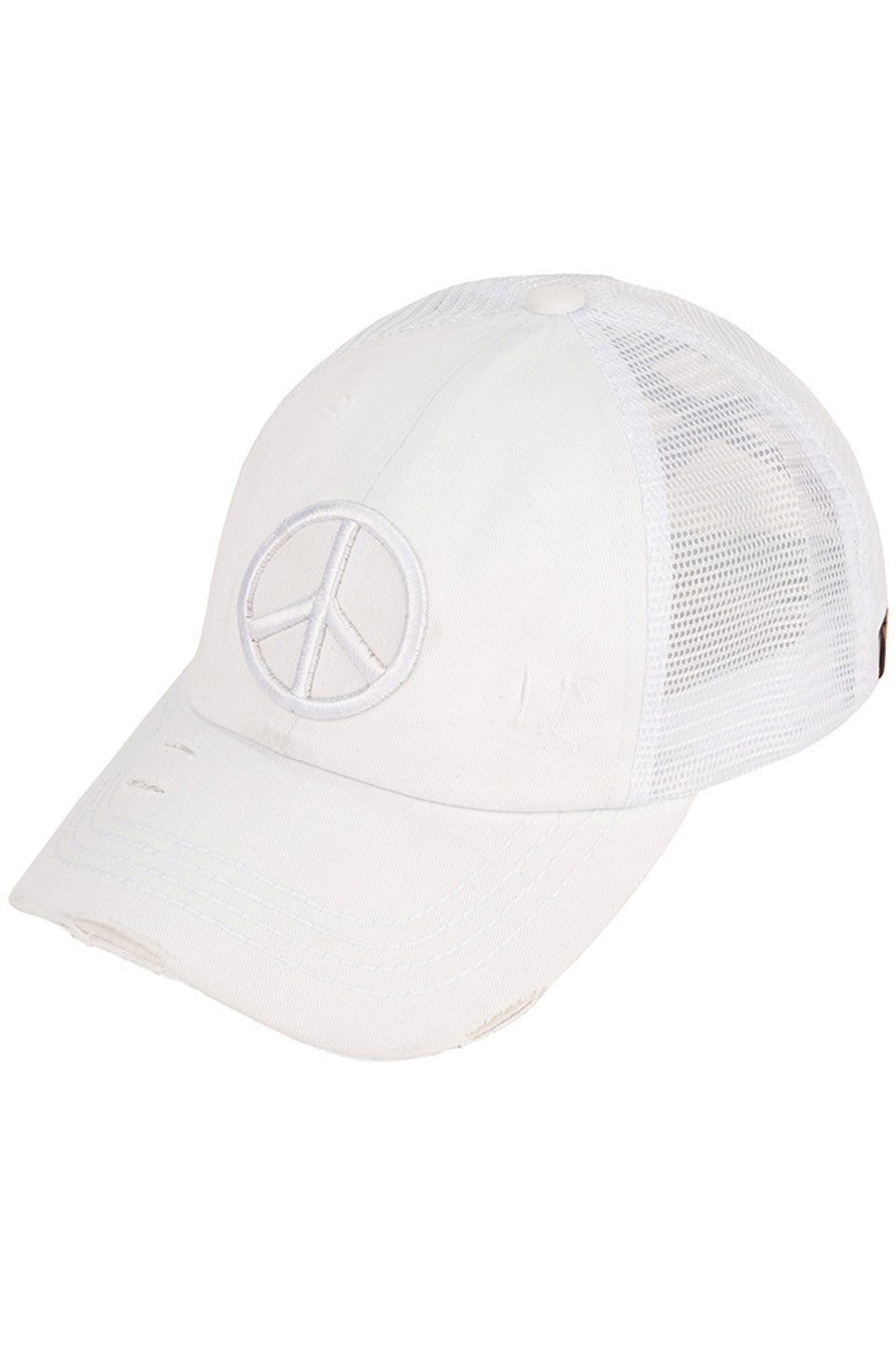 C.C Peace Sign Distressed Pony Cap