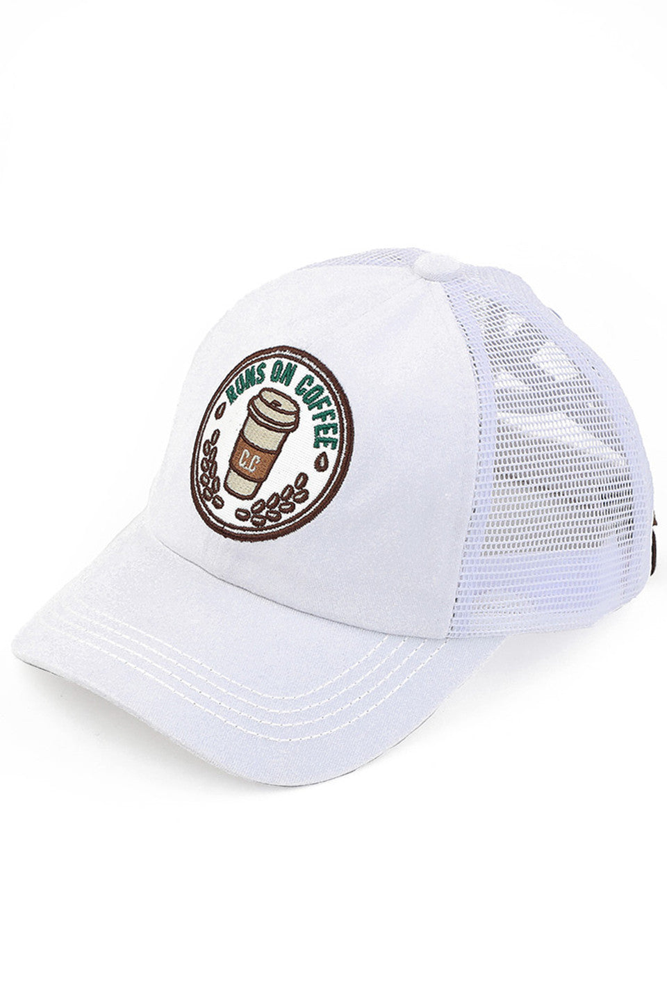 C.C RUNS ON COFFEE Patch Criss Cross Pony Cap