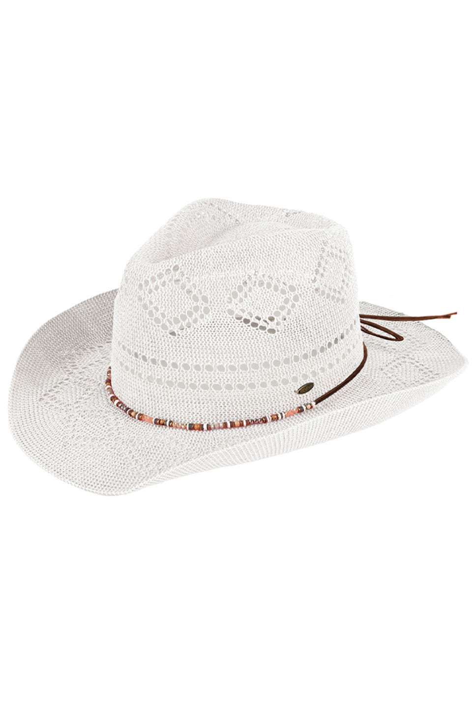 C.C Beaded Charm Trim Woven Cowboy Hat