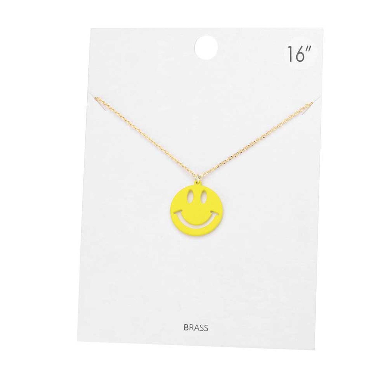 Brass Metal Smile Pendant Necklace
