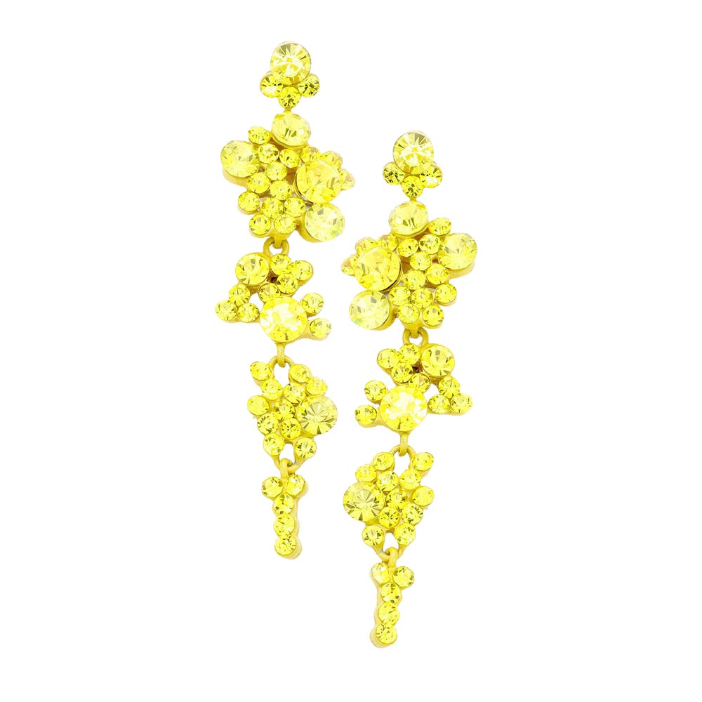 Bubble Stone Cluster Dangle Evening Earrings