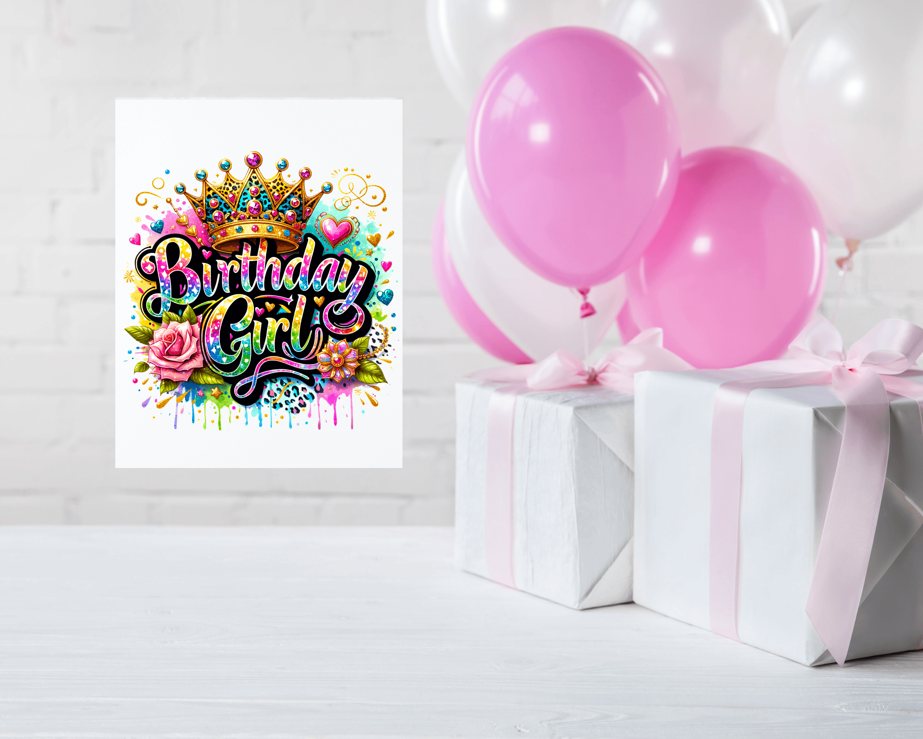 Very Colorful Birthday Girl Aluminum Sign 8x10