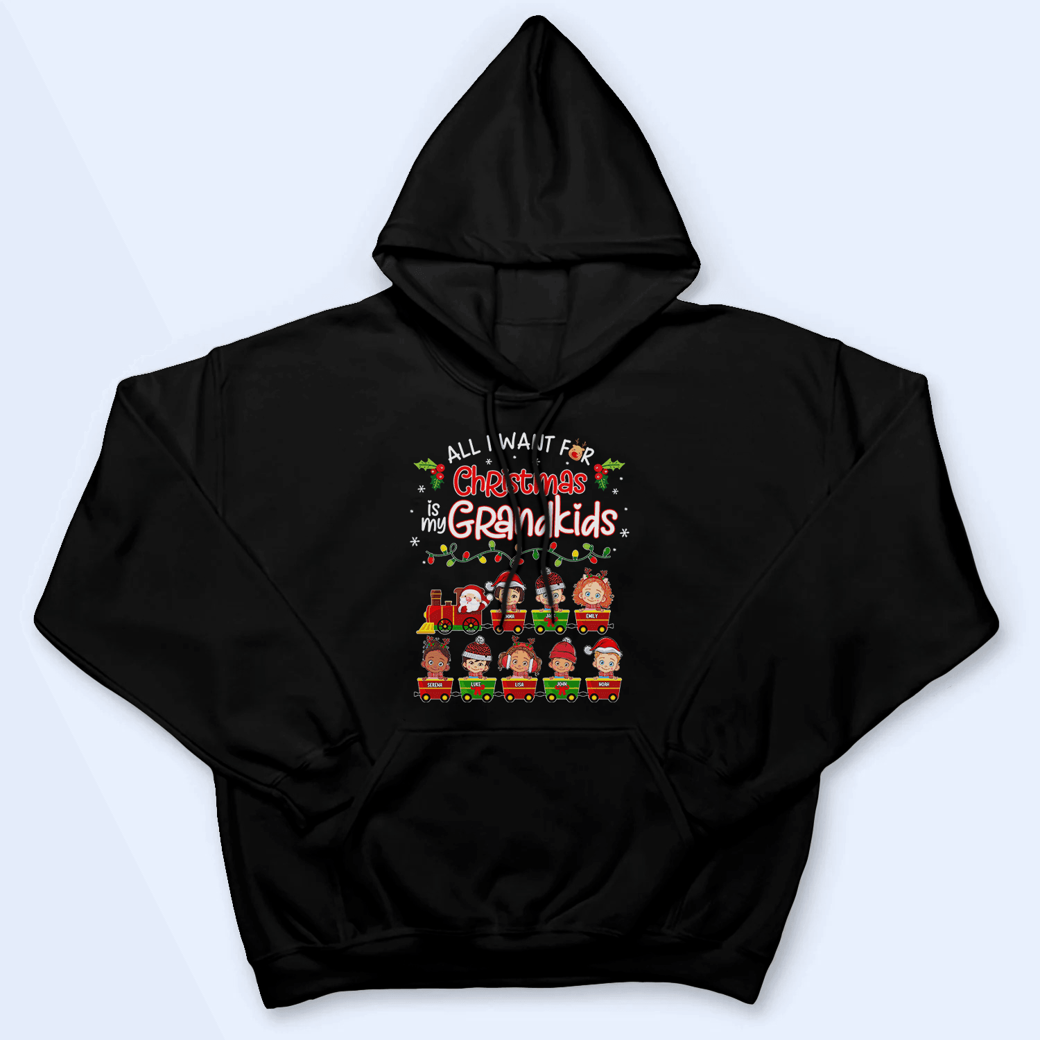 All I Want For Christmas Is My Grandkid - Personalized Custom T Shirt - Christmas, Loving, Funny Gift for Grandma/Nana/Mimi, Mom, Wife, Grandparent