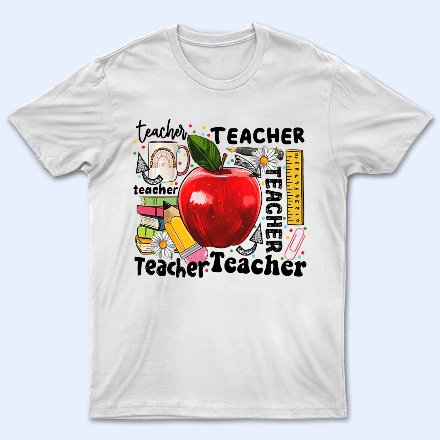 Apple Back to School - Personalized Custom T Shirt - Birthday, Loving, Funny Gift for Teacher, Kindergarten, Preschool, Pre K, Paraprofessional