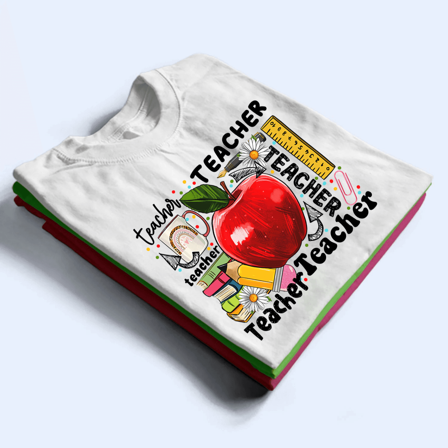 Apple Back to School - Personalized Custom T Shirt - Birthday, Loving, Funny Gift for Teacher, Kindergarten, Preschool, Pre K, Paraprofessional