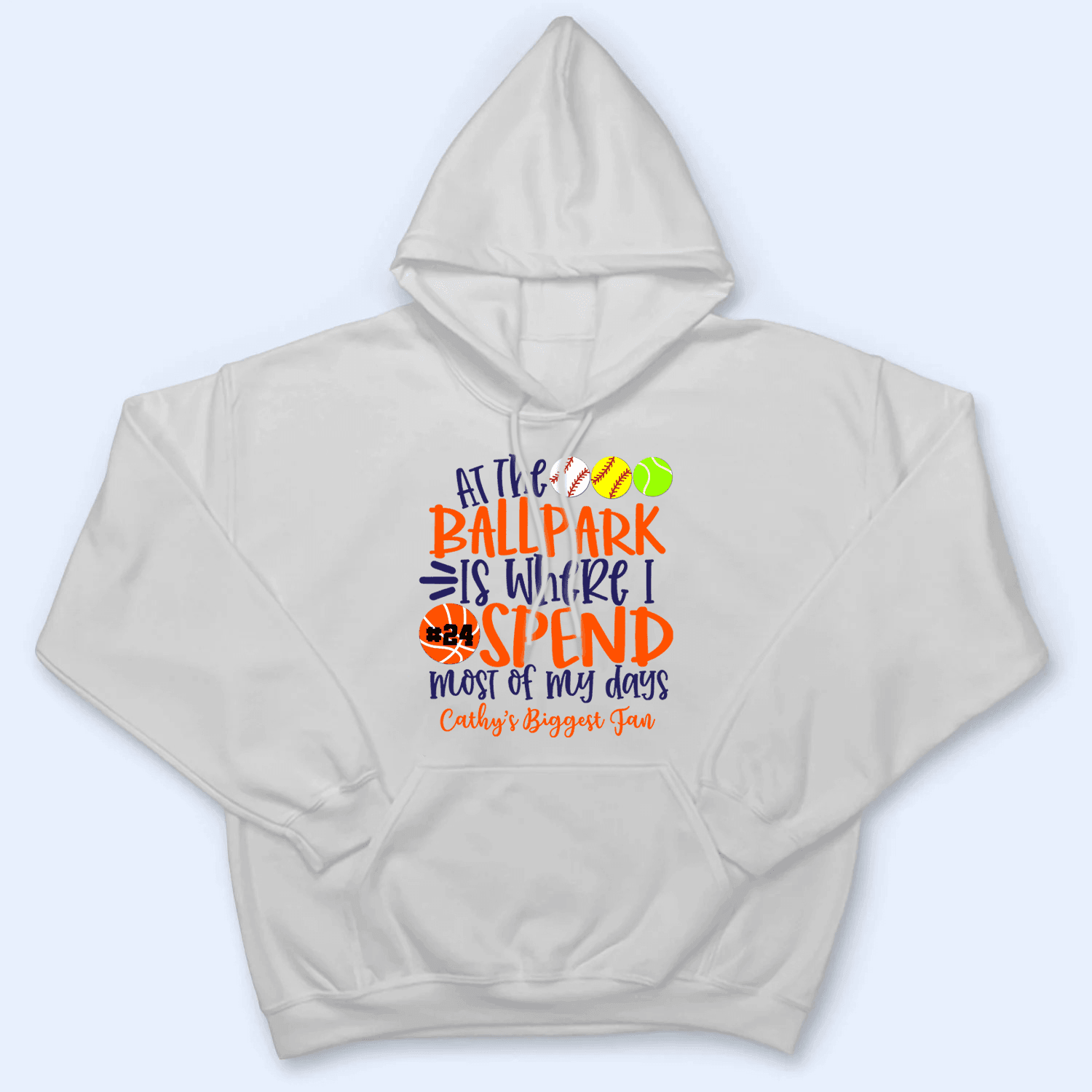 At The Ballpark Is Where I Spend My Days - Baseball/Softball - Personalized Custom T Shirt - Gift for Grandma/Nana/Mimi, Mom, Wife, Grandparent