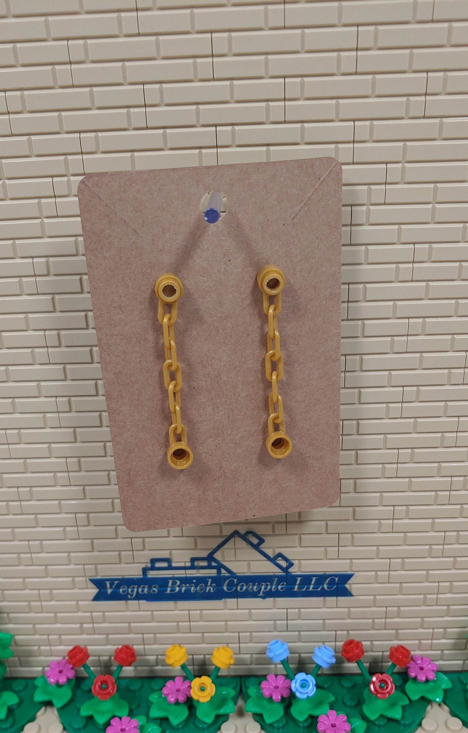 Lego® Pearl Gold Chains Dangling Stud Earrings