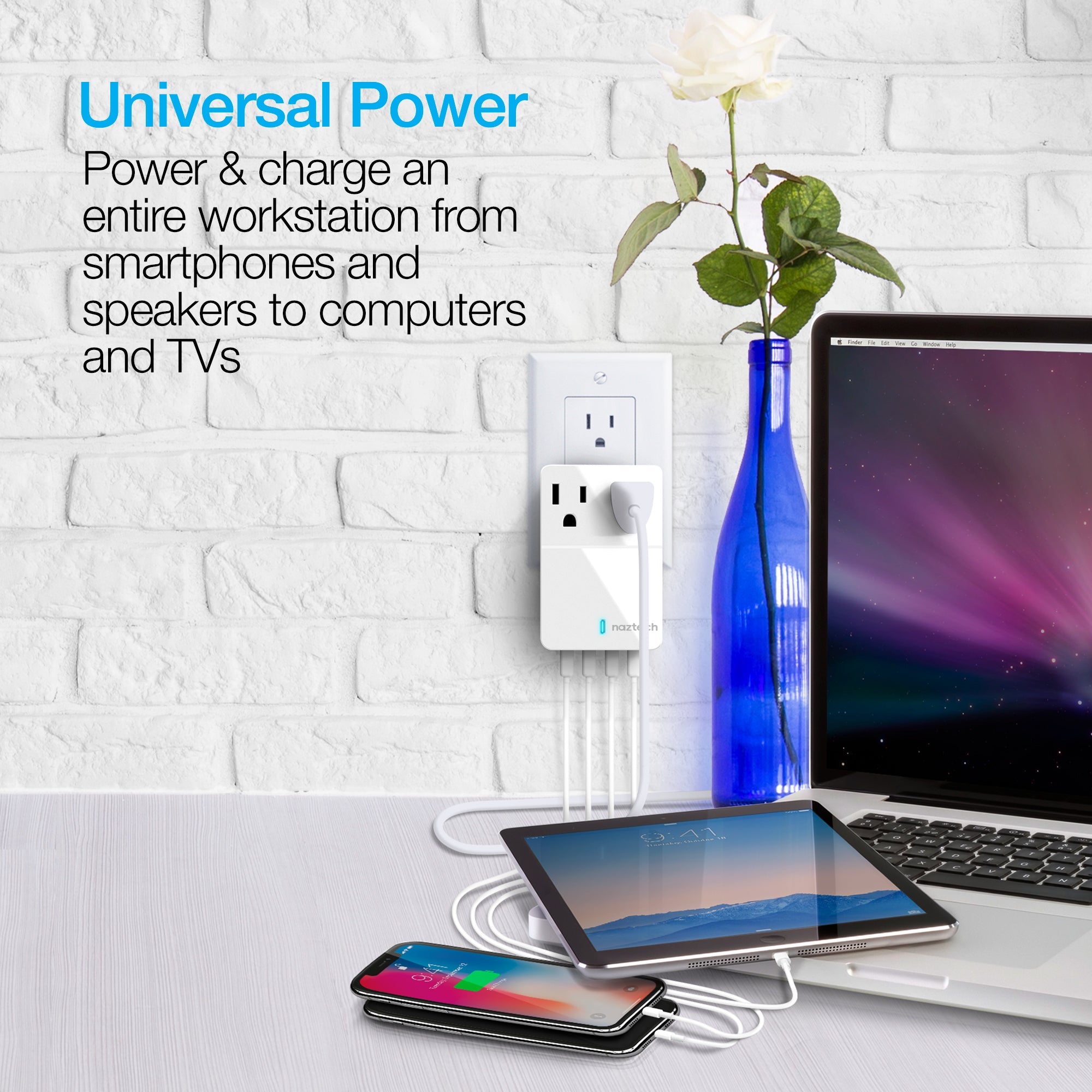 Naztech Fast Multi-Device Charger- 2 Outlets + 4 USB Port