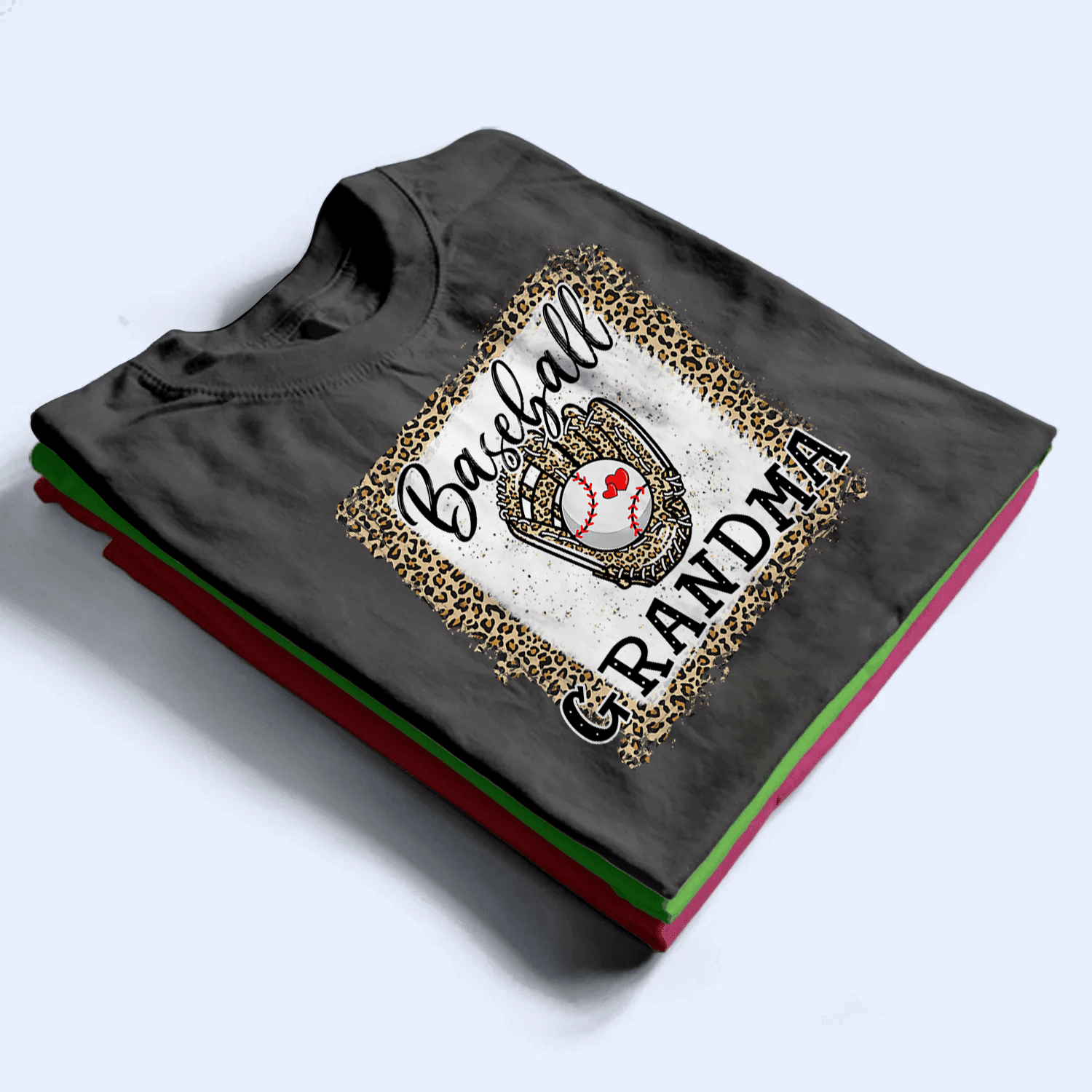 Baseball Grandma Leopard - Baseball/ Softball/Football Personalized Custom T Shirt - Birthday, Loving, Funny Gift for Grandma/Nana/Mimi, Mom, Wife, Grandparent