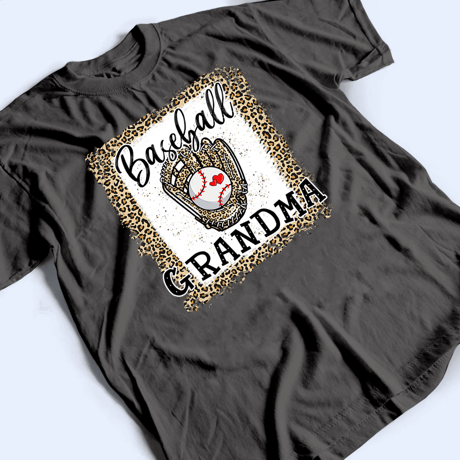 Baseball Grandma Leopard - Baseball/ Softball/Football Personalized Custom T Shirt - Birthday, Loving, Funny Gift for Grandma/Nana/Mimi, Mom, Wife, Grandparent