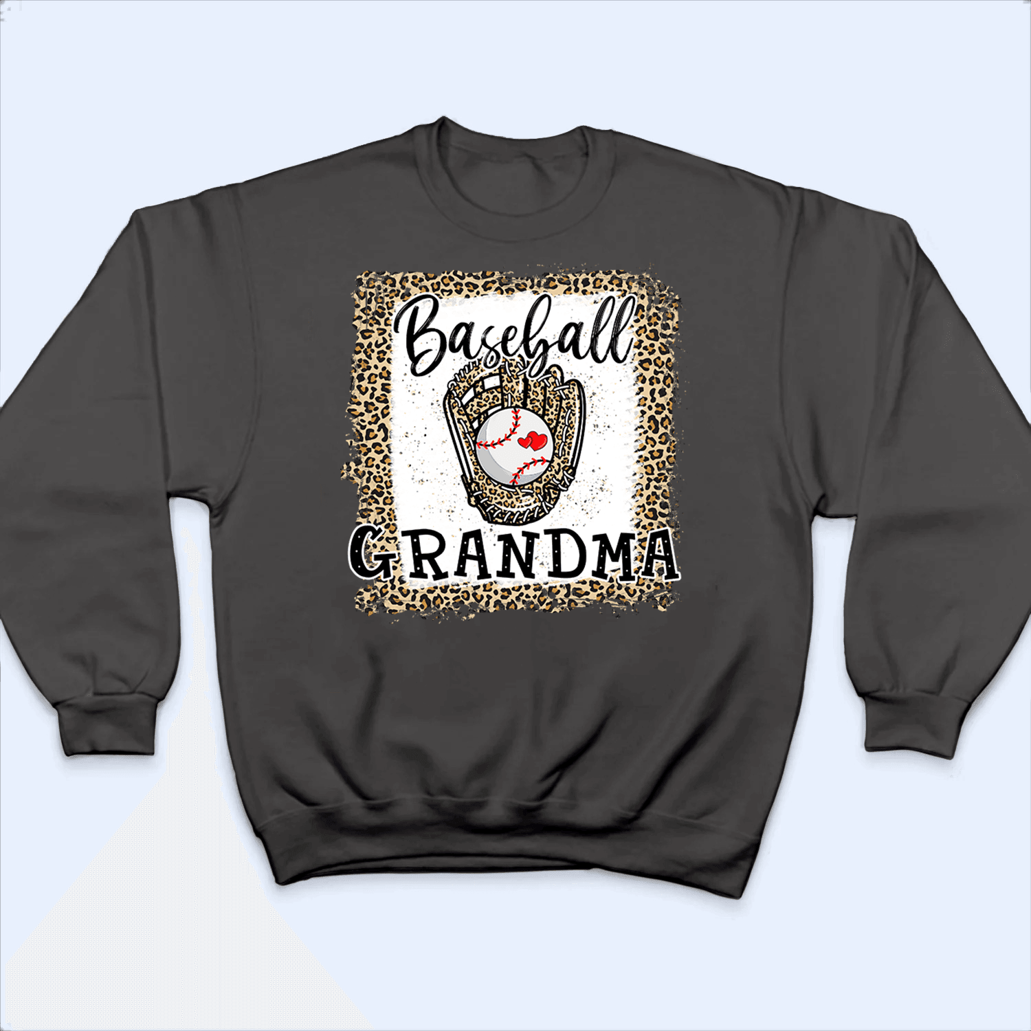 Baseball Grandma Leopard - Baseball/ Softball/Football Personalized Custom T Shirt - Birthday, Loving, Funny Gift for Grandma/Nana/Mimi, Mom, Wife, Grandparent