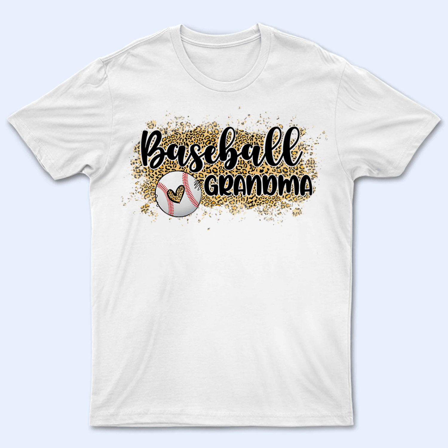 Baseball Grandma Leopard - Personalized Custom T Shirt - Gift for Grandma/Nana/Mimi, Mom, Wife, Grandparent