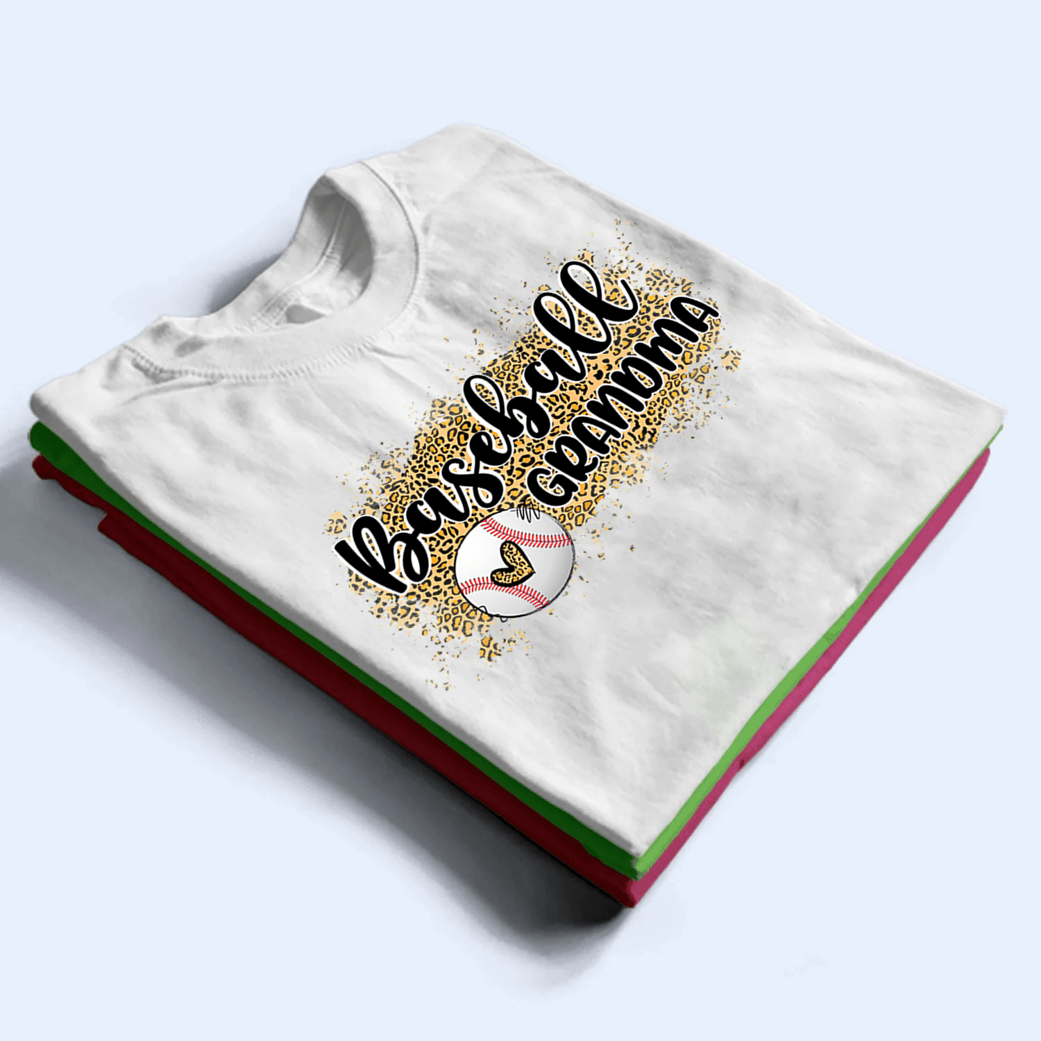 Baseball Grandma Leopard - Personalized Custom T Shirt - Gift for Grandma/Nana/Mimi, Mom, Wife, Grandparent