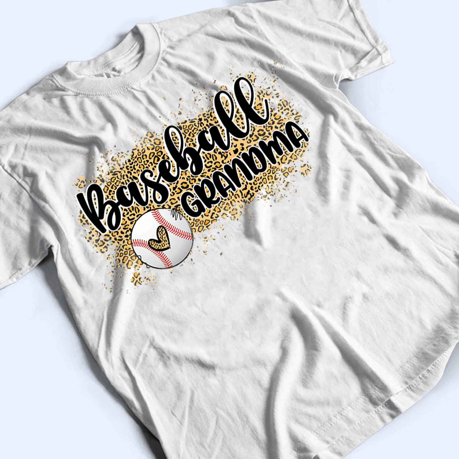 Baseball Grandma Leopard - Personalized Custom T Shirt - Gift for Grandma/Nana/Mimi, Mom, Wife, Grandparent