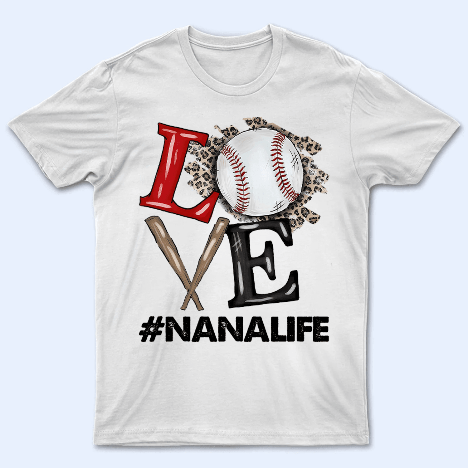 Baseball/Softball Fan LOVE - Personalized Custom T Shirt - Gift for Grandma/Nana/Mimi, Mom, Wife, Grandparent