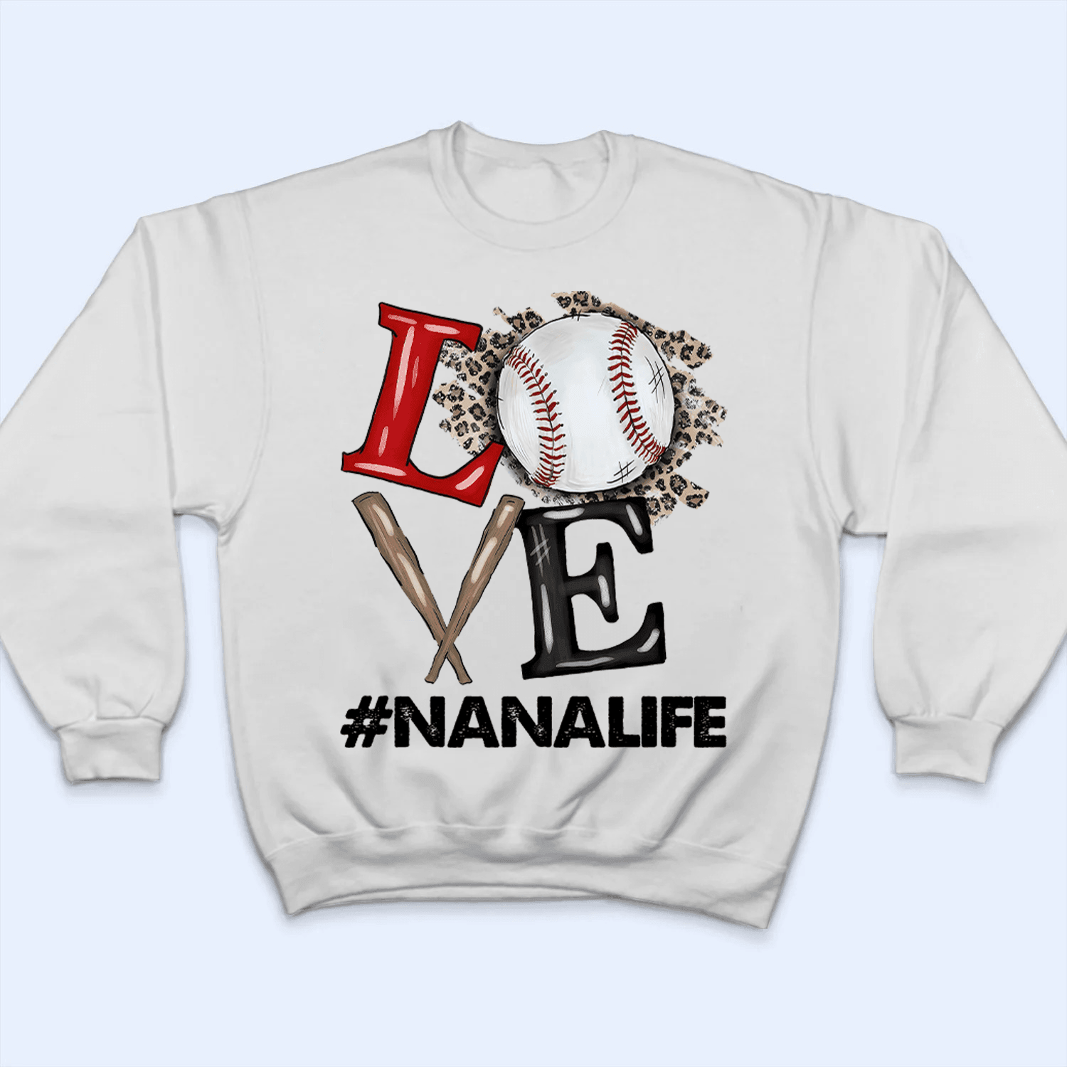 Baseball/Softball Fan LOVE - Personalized Custom T Shirt - Gift for Grandma/Nana/Mimi, Mom, Wife, Grandparent