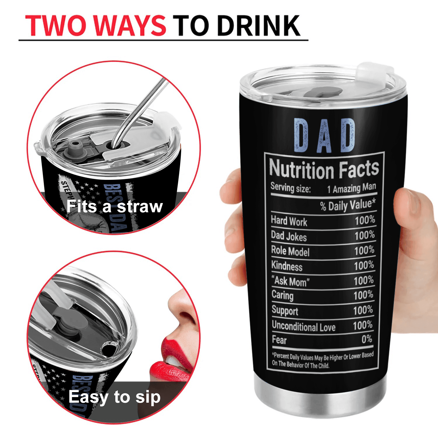 Best Dad Ever Raised Fist Bump - Personalized Stainless Steel Tumbler - Father's Day Custom Gift for Dad, Grandpa, Daddy, Dada, Dad Jokes