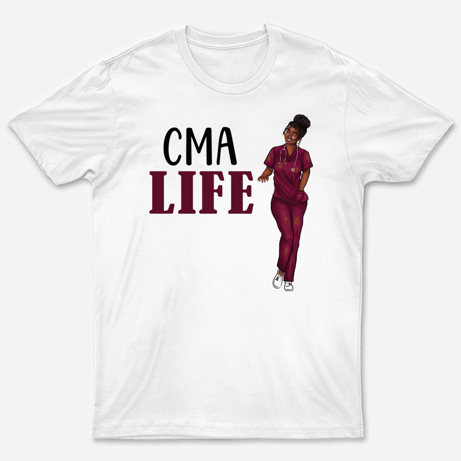 Black Nurse in Scrubs - Personalized Custom T Shirt - Birthday, Loving, Funny Gift for Nurse, CNA, Healthcare, Registered RN