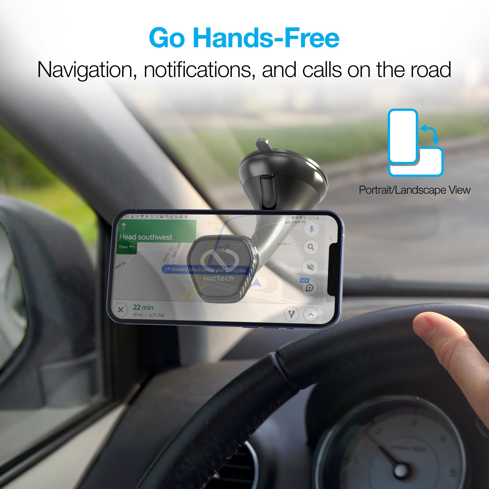 Naztech MagBuddy Elite Windshield Mount with Quick & Easy Installation