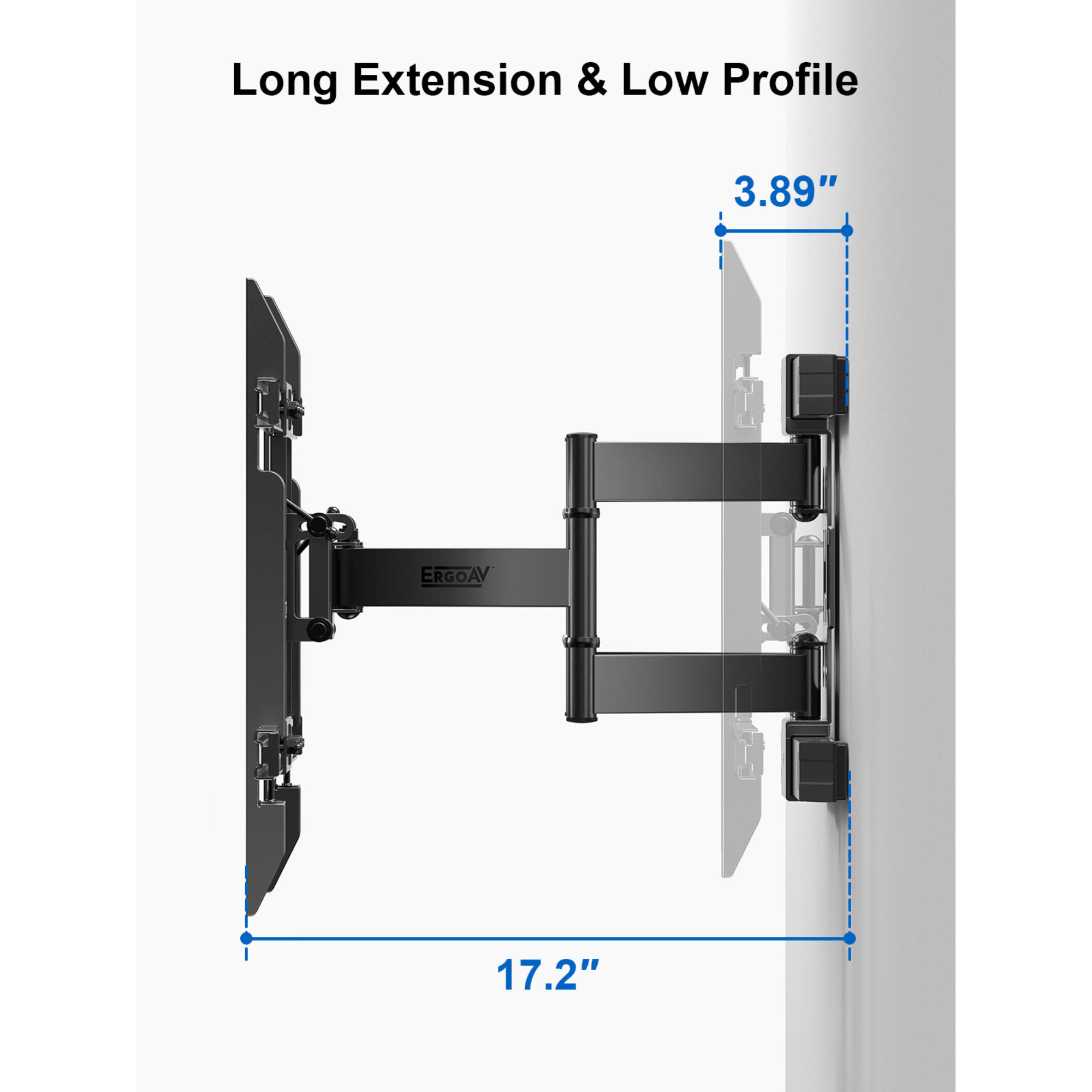 ErgoAv Motion Mount with Dual Arms for TVs 43" to 75" and up to 99lbs