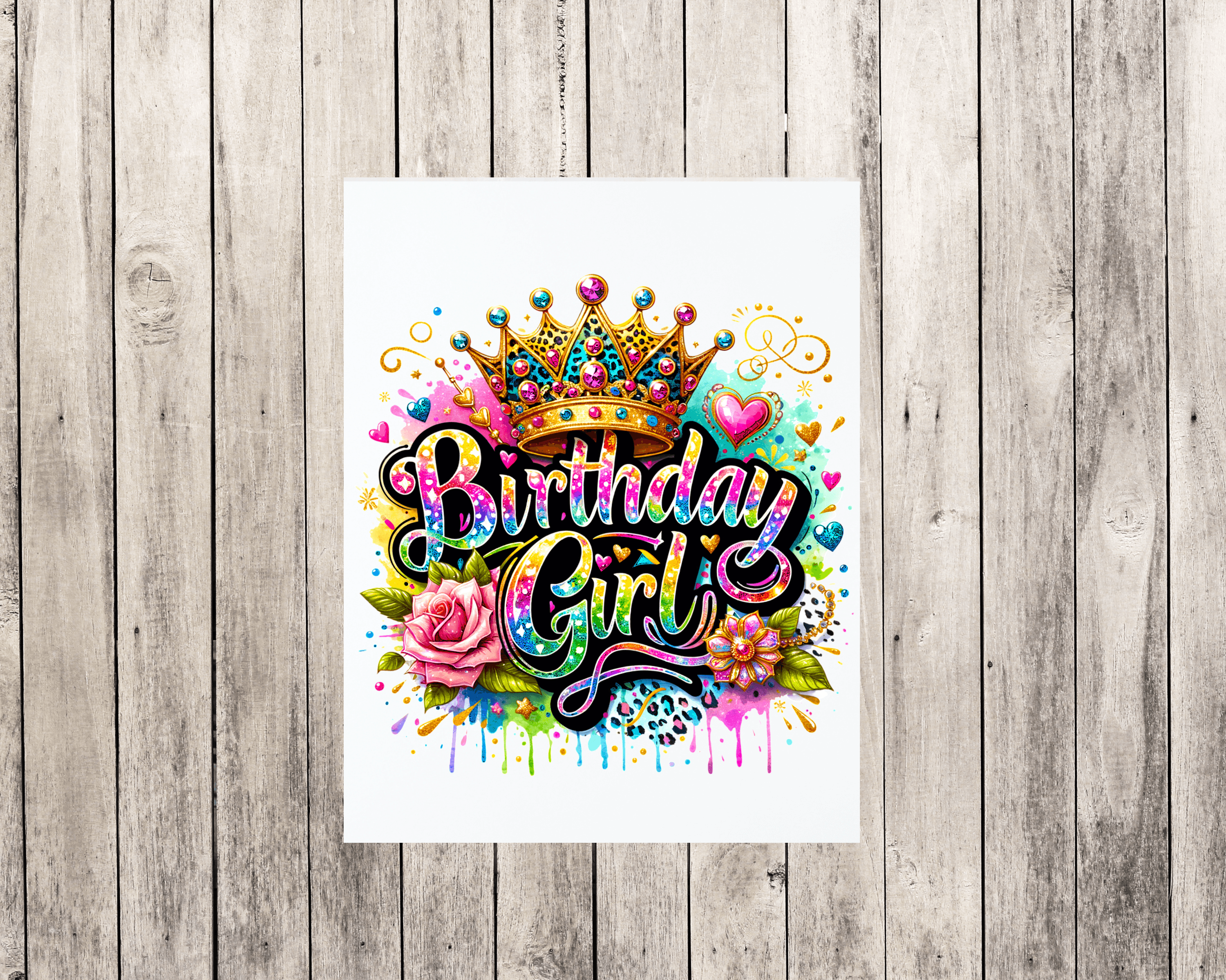 Very Colorful Birthday Girl Aluminum Sign 8x10