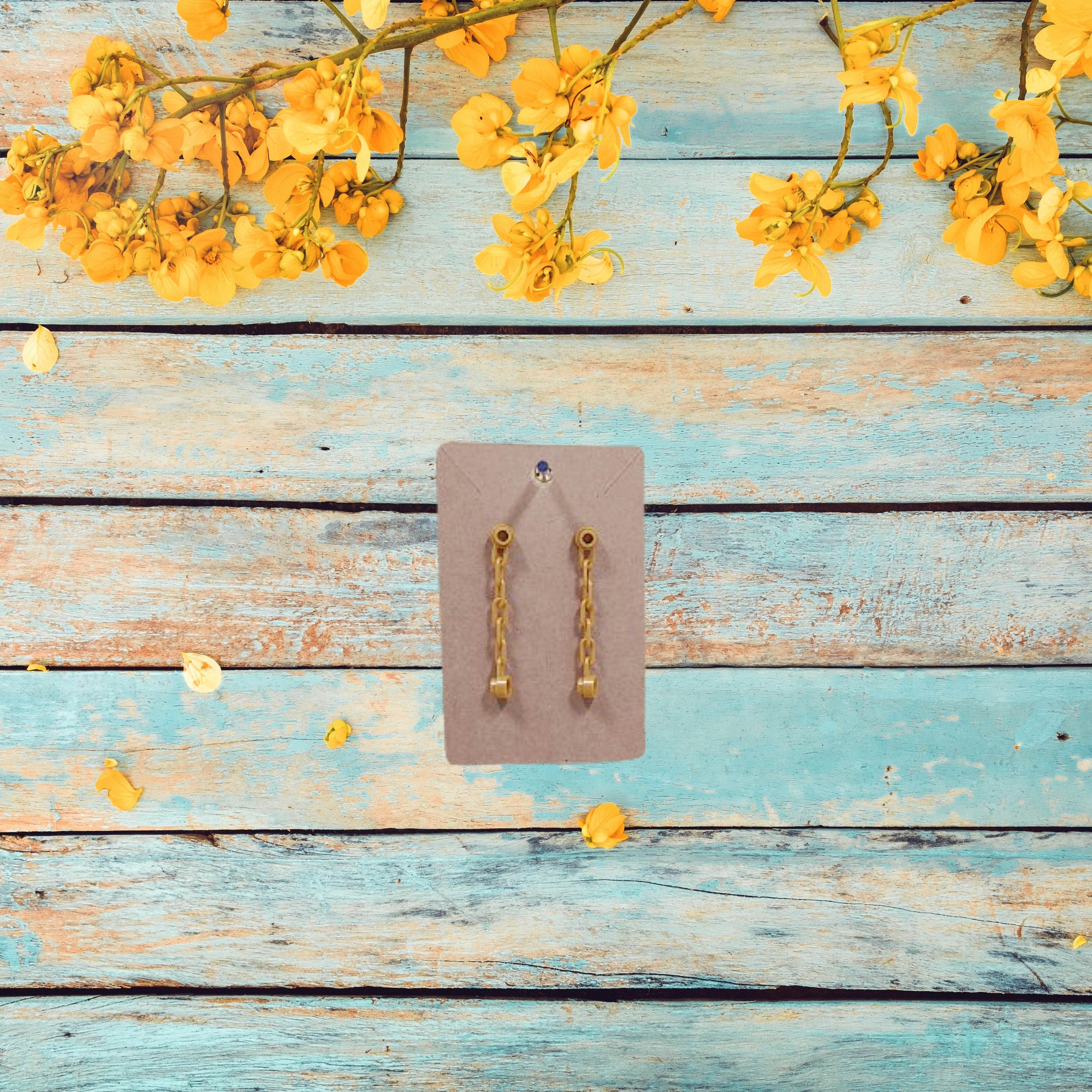 Lego® Pearl Gold Chains Dangling Stud Earrings