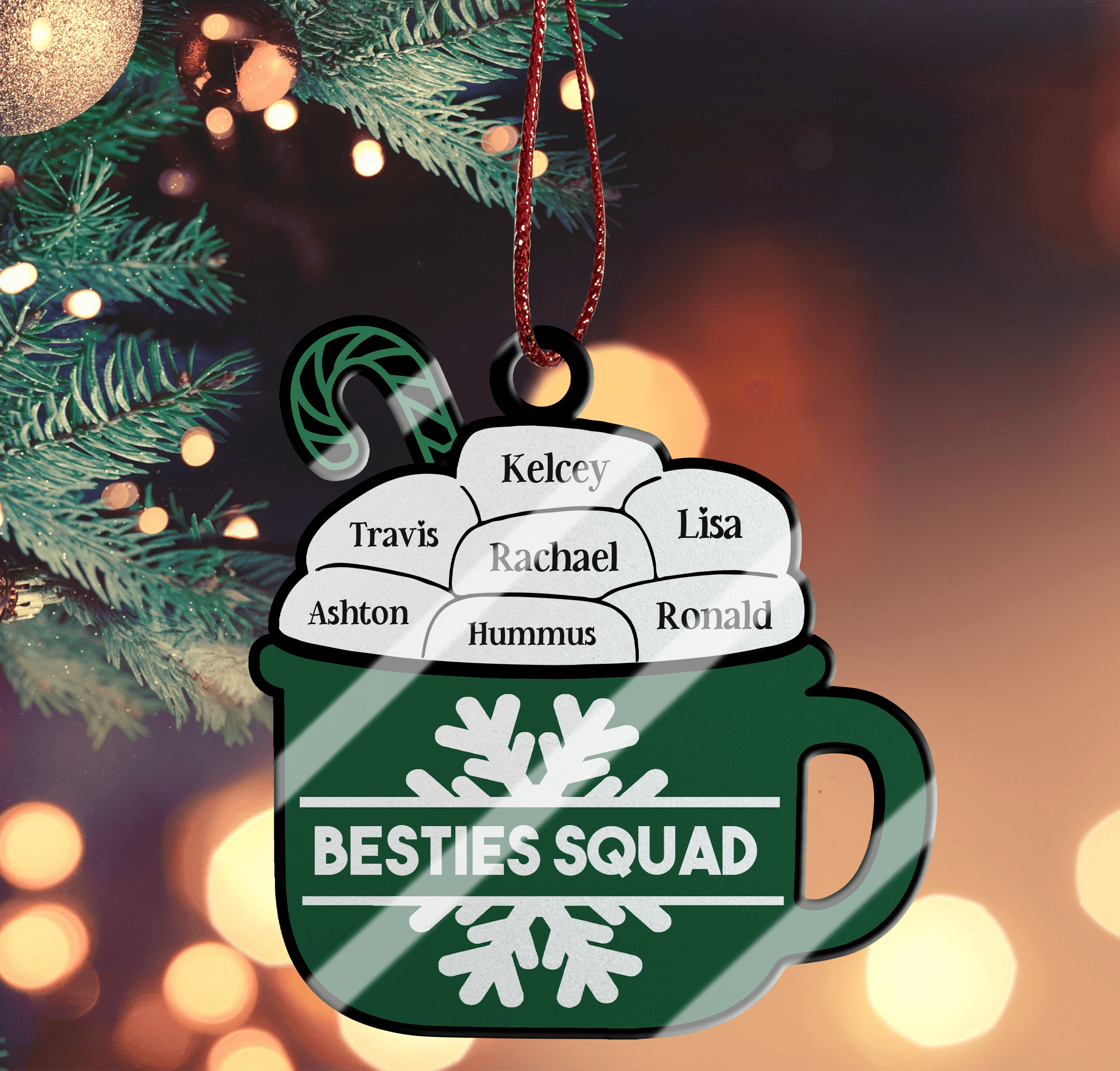 Christmas Family Hot Chocolate Ornament - Custom Ornament Acrylic - Christmas Gift for Family, Couples, Friends, Babies, Mothers and Grandma