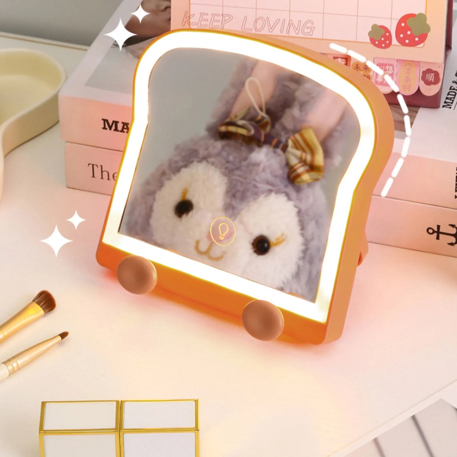 Kawaii Toast LED Makeup Mirror
