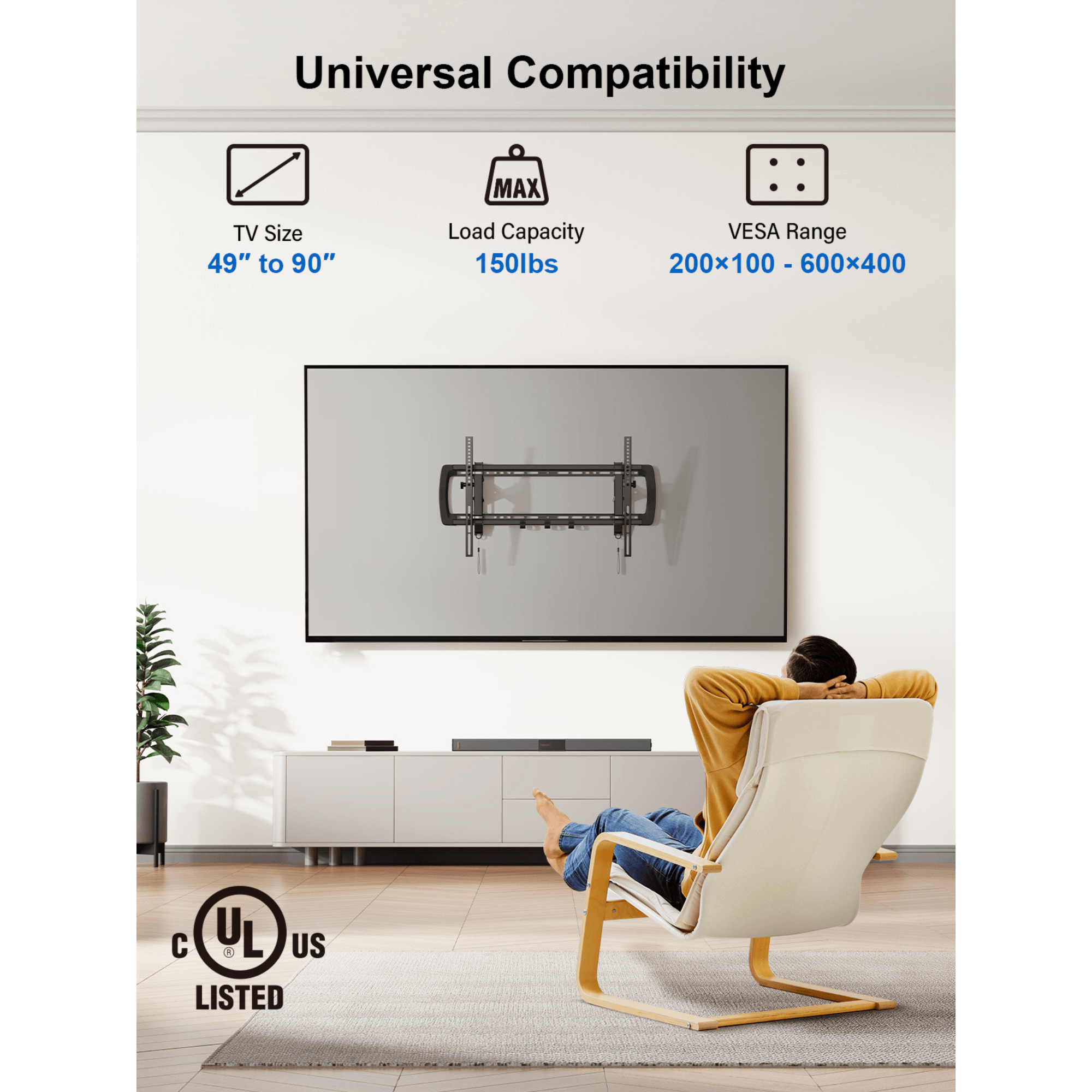 ErgoAV Extend and Tilt Mount for TVs 49" to 90"