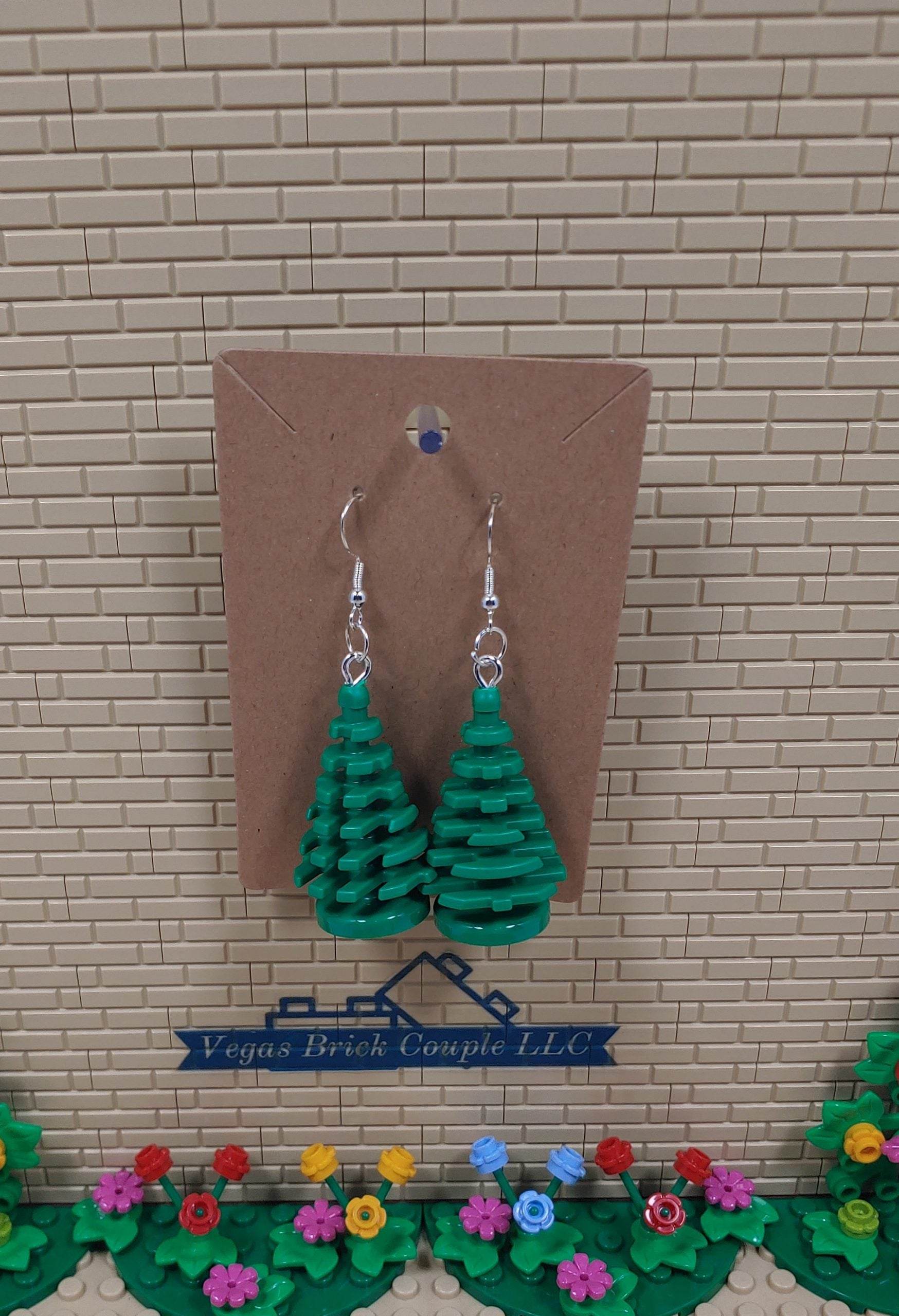 Lego® Molded Tree Dangling Silver Plated Hook Earrings