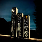 Desert Night Luminary Pillar w/ Solar Cap | 12-inch, 14-inch, 16-inch