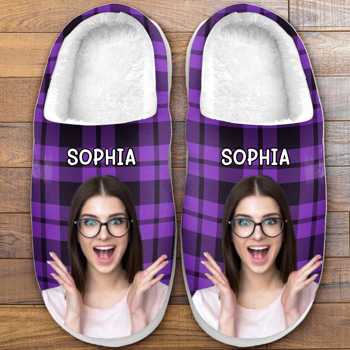 Custom Photo Happiness Couple Face - Personalized Slippers - Gift For Her/Him, Husband/Wife, Couples