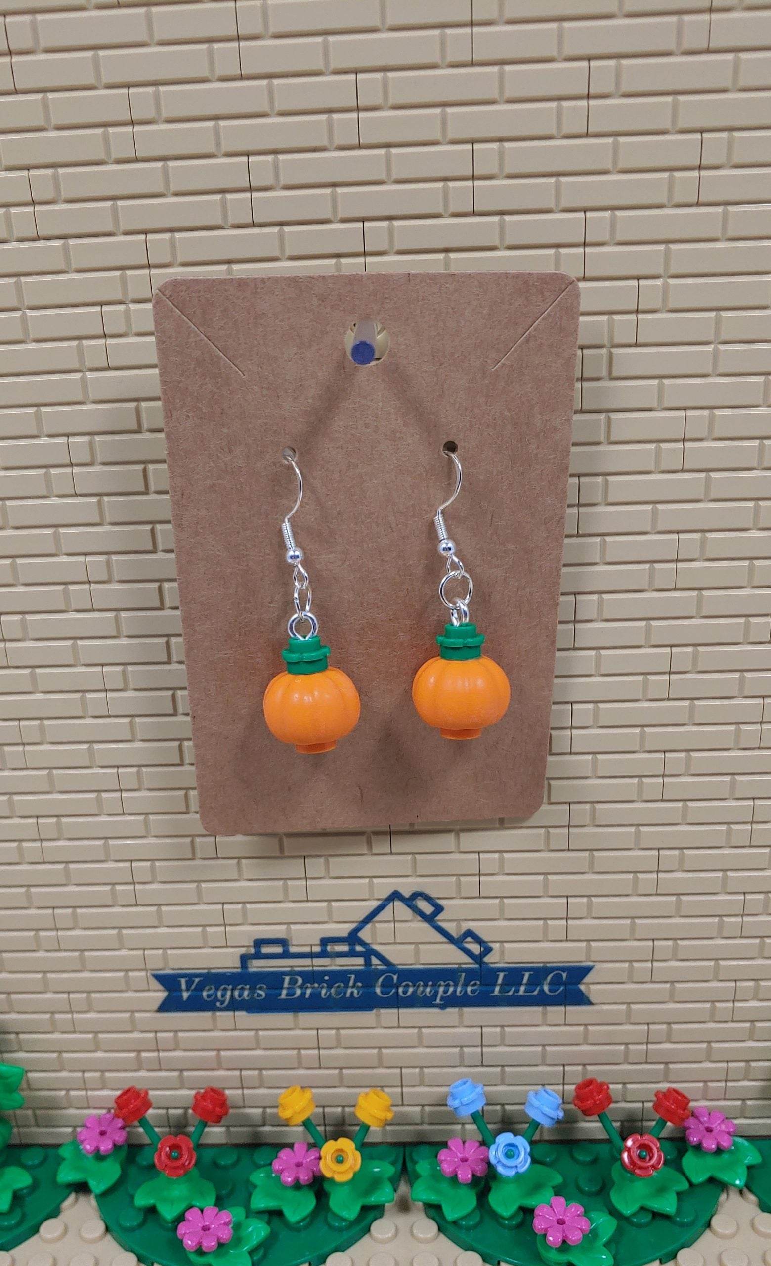 Lego® Pumpkin Dangling Silver Plated Hook Earrings