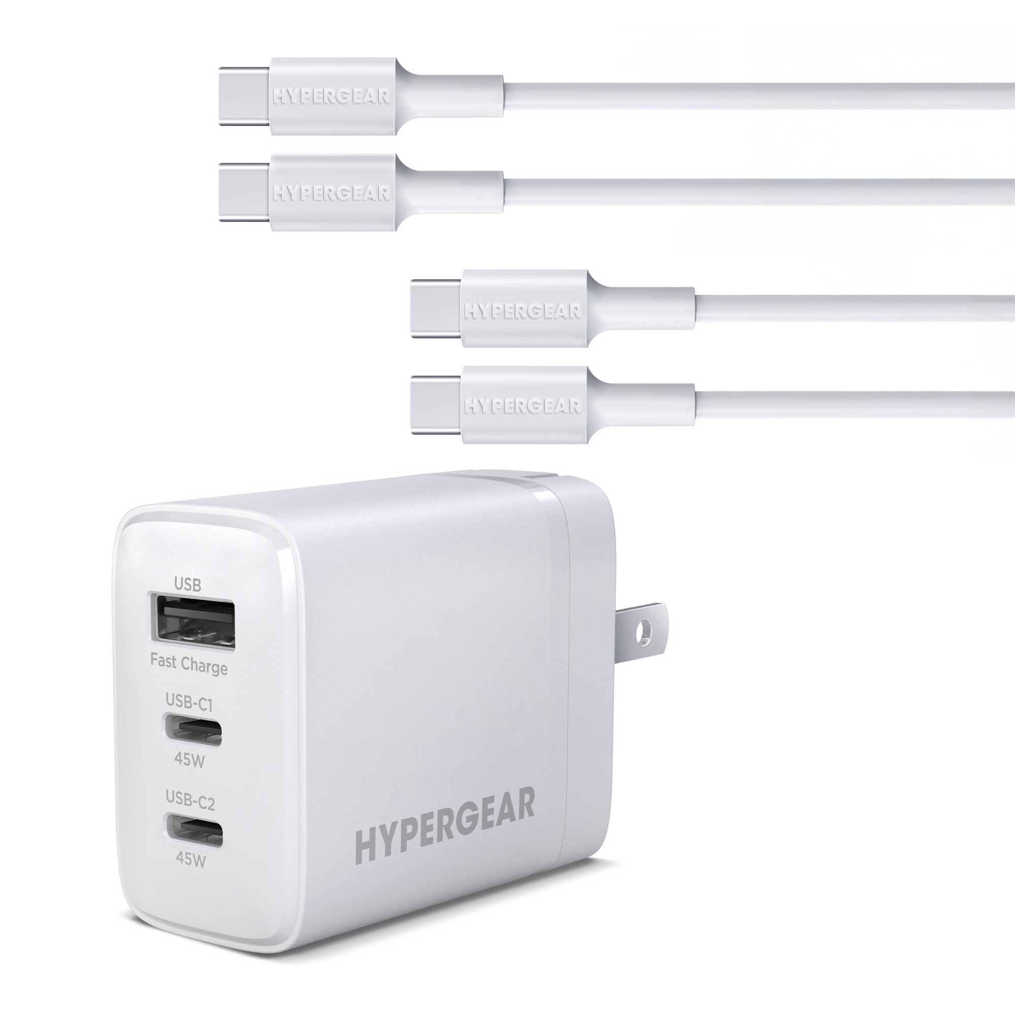 HyperGear 45W USB-C PD PPS Tri-Port GaN Fast Wall Charger