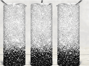 Black and Sliver Glitter Tumbler