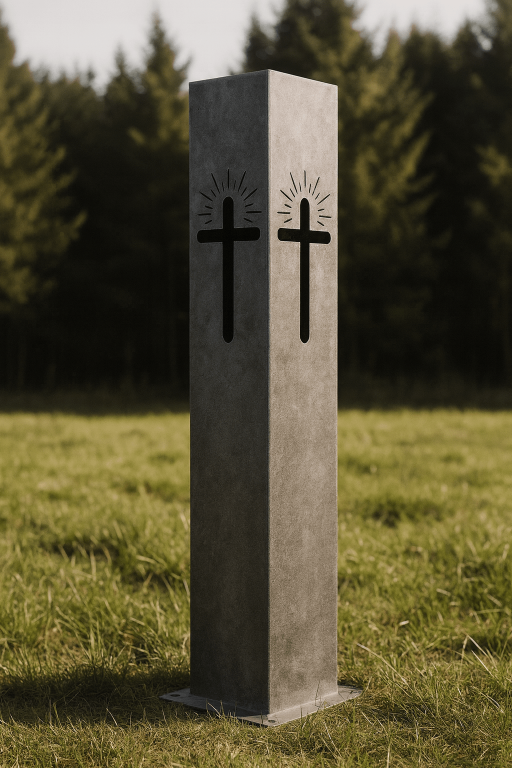 Eternal Light Solar Pillar - Steel Cross