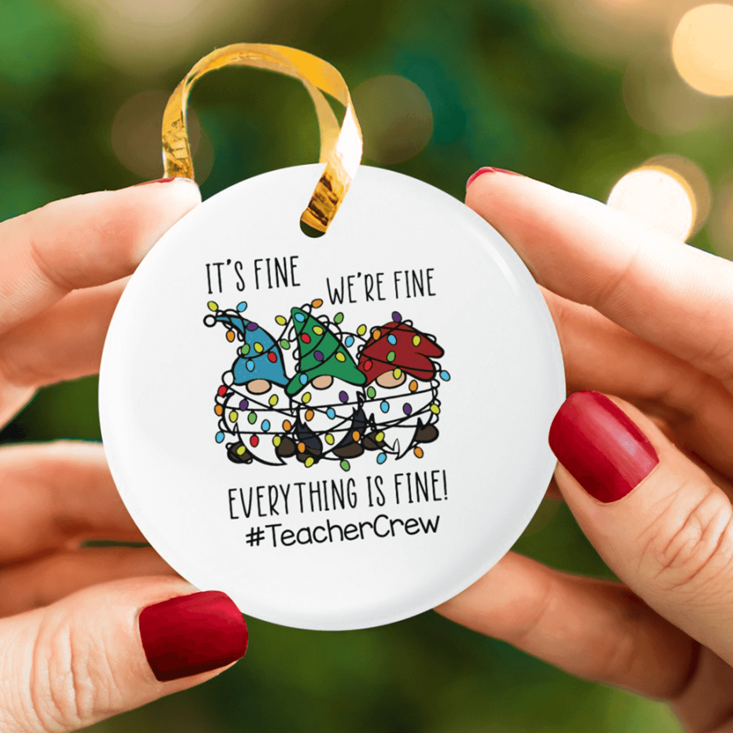 Funny Christmas Ornament - Circle Ceramic Ornament - Personalized Christmas Gift for Teacher, Kindergarten, Preschool, Pre K, Paraprofessional