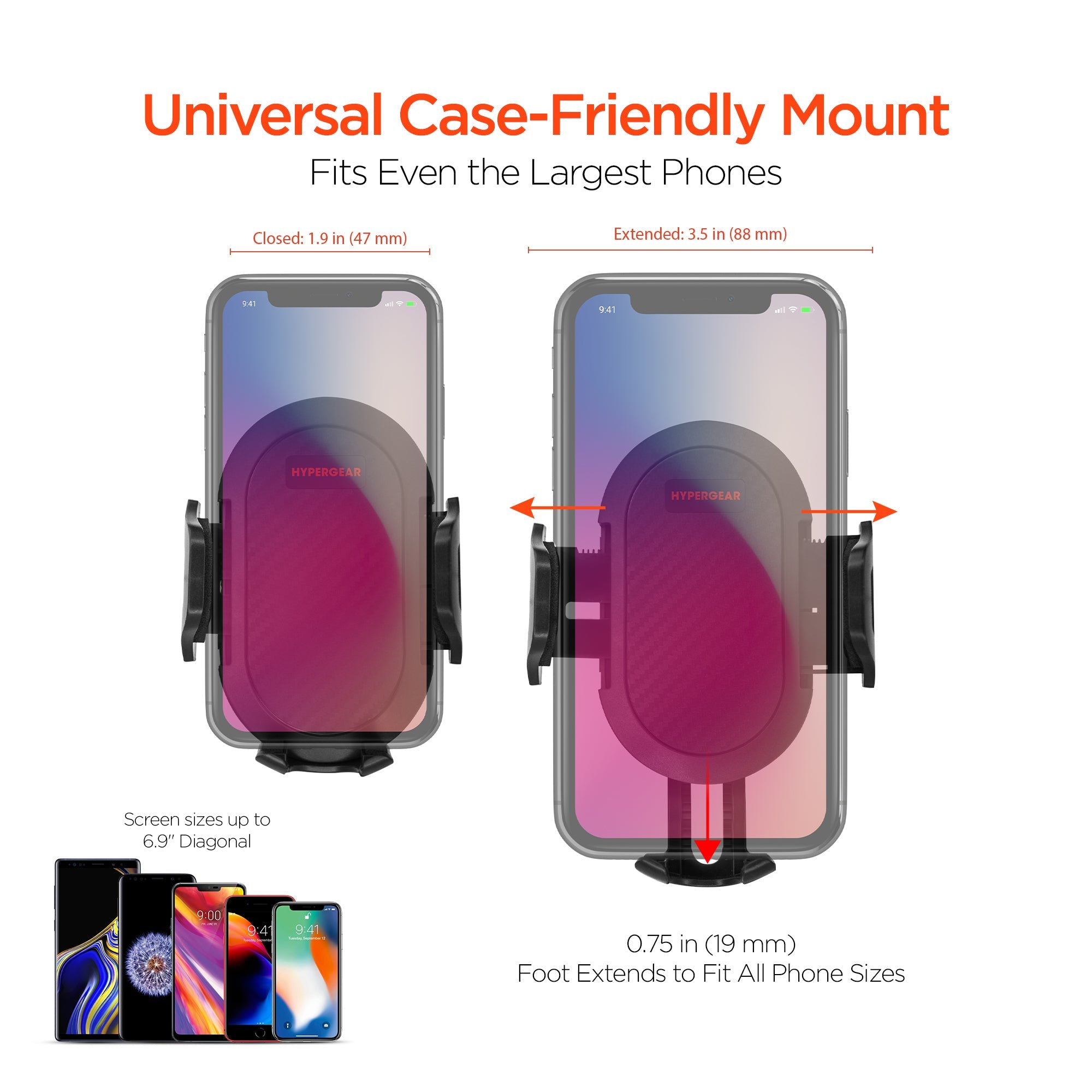 HyperGear 3-in-1 Phone Mount Kit Black (15289-HYP)