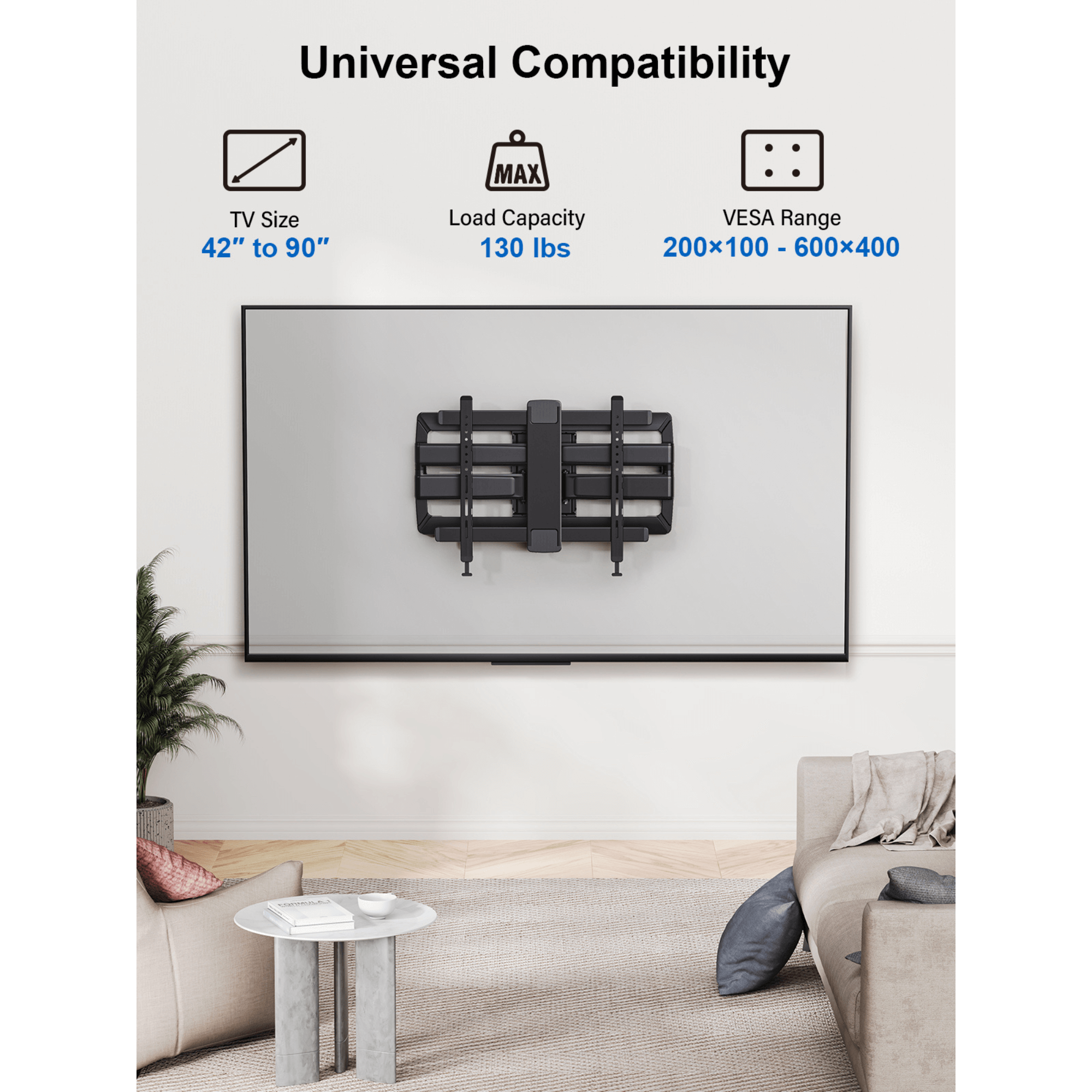 ErgoAV Motion Mount with Dual Arms and IsoTILT Technology for TVs 42" to 90"